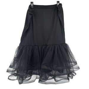 SHEIN Curve Black Ribbed Knit Skirt with Tulle Hem – High Waisted Pull-On 4XL